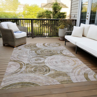 Piper Looms Chantille Geometric ACN1750 Brown Machine Washable Area Rug Outdoor Lifestyle Image Feature
