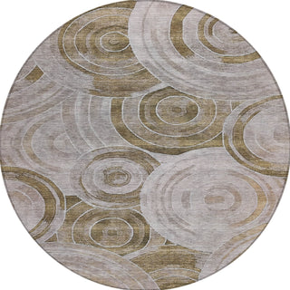 Piper Looms Chantille Geometric ACN1750 Brown Machine Washable Area Rug Round Main Image