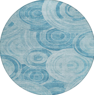 Piper Looms Chantille Geometric ACN1750 Denim Machine Washable Area Rug Round Main Image