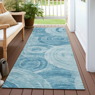 Piper Looms Chantille Geometric ACN1750 Denim Machine Washable Area Rug Runner Outdoor Lifestyle Image Feature