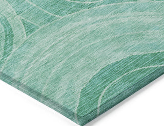 Piper Looms Chantille Geometric ACN1750 Teal Machine Washable Area Rug Corner Image