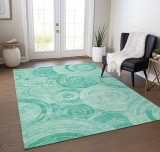 Piper Looms Chantille Geometric ACN1750 Teal Machine Washable Area Rug Lifestyle Image Feature