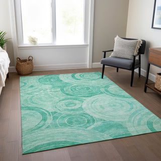 Piper Looms Chantille Geometric ACN1750 Teal Machine Washable Area Rug Lifestyle Image Feature