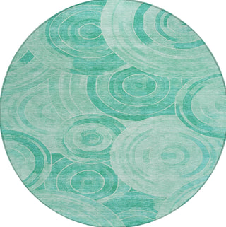 Piper Looms Chantille Geometric ACN1750 Teal Machine Washable Area Rug Round Main Image
