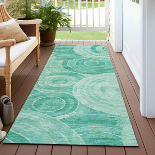 Piper Looms Chantille Geometric ACN1750 Teal Machine Washable Area Rug Runner Outdoor Lifestyle Image Feature