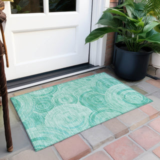 Piper Looms Chantille Geometric ACN1750 Teal Machine Washable Area Rug Scatter Outdoor Lifestyle Image Feature