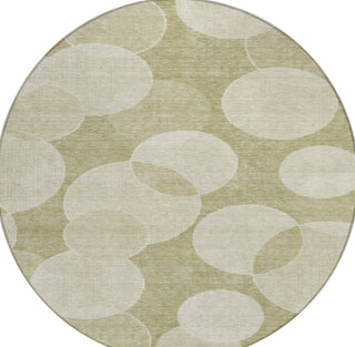 Piper Looms Chantille Geometric ACN1751 Tan Machine Washable Area Rug Round Main Image
