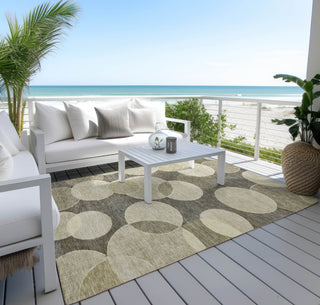 Piper Looms Chantille Geometric ACN1751 Taupe Machine Washable Area Rug Outdoor Lifestyle Image Feature