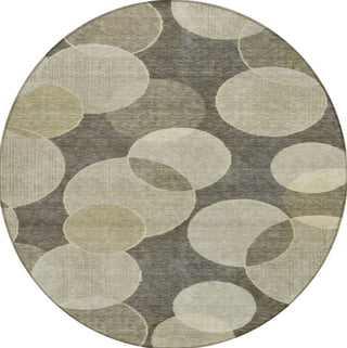 Piper Looms Chantille Geometric ACN1751 Taupe Machine Washable Area Rug Round Main Image