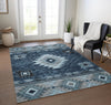 Piper Looms Chantille Tribal ACN1754 Blue Machine Washable Area Rug Lifestyle Image Feature