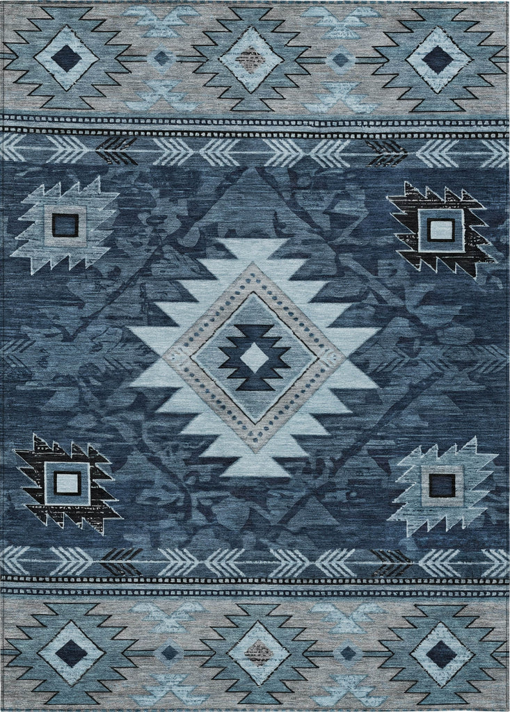 Piper Looms Chantille Tribal ACN1754 Blue Machine Washable Area Rug main image