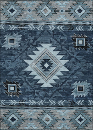 Piper Looms Chantille Tribal ACN1754 Blue Machine Washable Area Rug main image