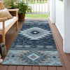 Piper Looms Chantille Tribal ACN1754 Blue Machine Washable Area Rug Runner Outdoor Lifestyle Image Feature