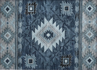 Piper Looms Chantille Tribal ACN1754 Blue Machine Washable Area Rug Scatter Main Image
