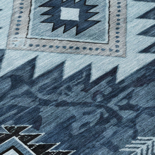 Piper Looms Chantille Tribal ACN1754 Blue Machine Washable Area Rug Swatch Image