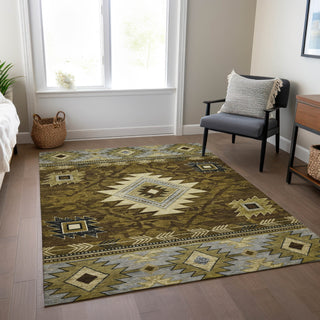 Piper Looms Chantille Tribal ACN1754 Brown Machine Washable Area Rug Lifestyle Image Feature