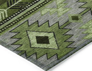 Piper Looms Chantille Tribal ACN1754 Olive Machine Washable Area Rug Corner Image