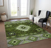 Piper Looms Chantille Tribal ACN1754 Olive Machine Washable Area Rug Lifestyle Image Feature