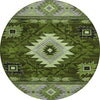 Piper Looms Chantille Tribal ACN1754 Olive Machine Washable Area Rug Round Main Image