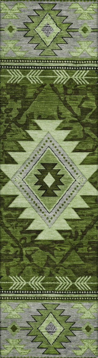 Piper Looms Chantille Tribal ACN1754 Olive Machine Washable Area Rug Runner Main Image