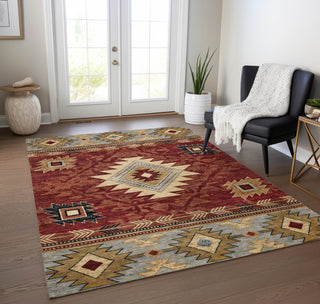 Piper Looms Chantille Tribal ACN1754 Paprika Machine Washable Area Rug Lifestyle Image Feature