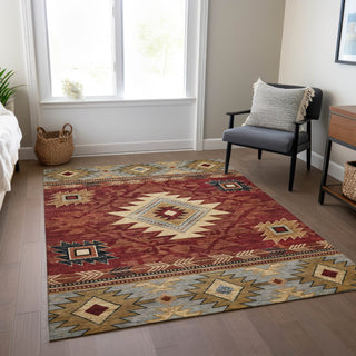 Piper Looms Chantille Tribal ACN1754 Paprika Machine Washable Area Rug Lifestyle Image Feature
