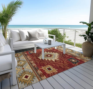 Piper Looms Chantille Tribal ACN1754 Paprika Machine Washable Area Rug Outdoor Lifestyle Image Feature