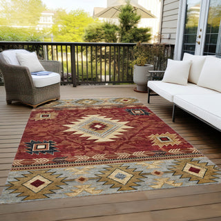 Piper Looms Chantille Tribal ACN1754 Paprika Machine Washable Area Rug Outdoor Lifestyle Image Feature