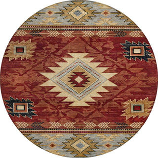 Piper Looms Chantille Tribal ACN1754 Paprika Machine Washable Area Rug Round Main Image