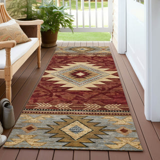 Piper Looms Chantille Tribal ACN1754 Paprika Machine Washable Area Rug Runner Outdoor Lifestyle Image Feature
