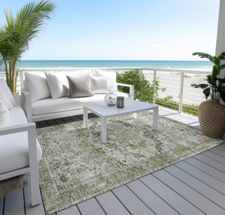 Piper Looms Chantille Border ACN1755 Aloe Machine Washable Area Rug Outdoor Lifestyle Image Feature
