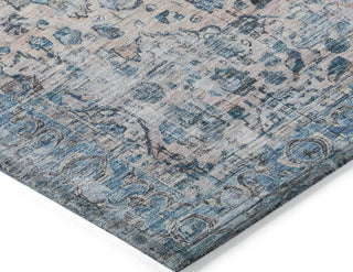 Piper Looms Chantille Border ACN1755 Blue Machine Washable Area Rug Corner Image