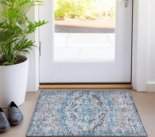 Piper Looms Chantille Border ACN1755 Blue Machine Washable Area Rug Scatter Lifestyle Image Feature