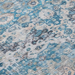 Piper Looms Chantille Border ACN1755 Blue Machine Washable Area Rug Swatch Image