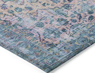 Piper Looms Chantille Border ACN1755 Denim Machine Washable Area Rug Corner Image