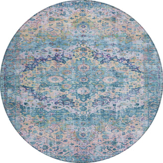 Piper Looms Chantille Border ACN1755 Denim Machine Washable Area Rug Round Main Image