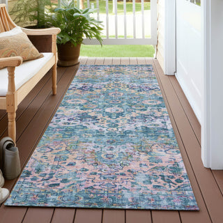Piper Looms Chantille Border ACN1755 Denim Machine Washable Area Rug Runner Outdoor Lifestyle Image Feature