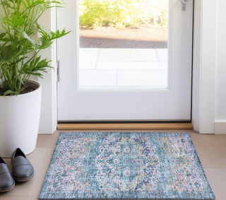 Piper Looms Chantille Border ACN1755 Denim Machine Washable Area Rug Scatter Lifestyle Image Feature