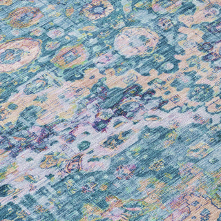 Piper Looms Chantille Border ACN1755 Denim Machine Washable Area Rug Swatch Image