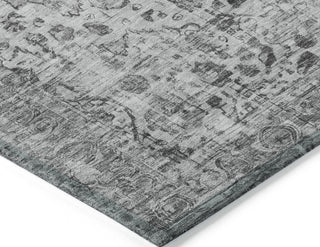 Piper Looms Chantille Border ACN1755 Gray Machine Washable Area Rug Corner Image