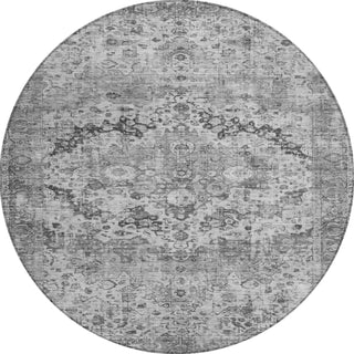 Piper Looms Chantille Border ACN1755 Gray Machine Washable Area Rug Round Main Image