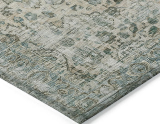 Piper Looms Chantille Border ACN1755 Sage Machine Washable Area Rug Corner Image