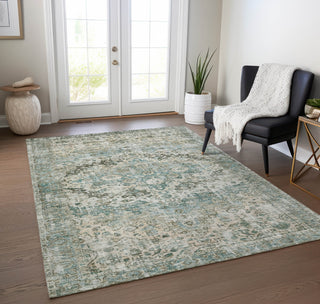 Piper Looms Chantille Border ACN1755 Sage Machine Washable Area Rug Lifestyle Image Feature