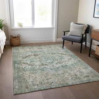 Piper Looms Chantille Border ACN1755 Sage Machine Washable Area Rug Lifestyle Image Feature