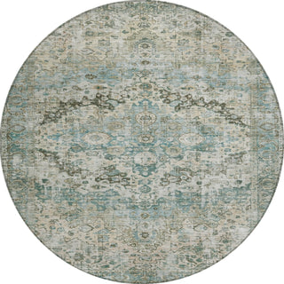 Piper Looms Chantille Border ACN1755 Sage Machine Washable Area Rug Round Main Image