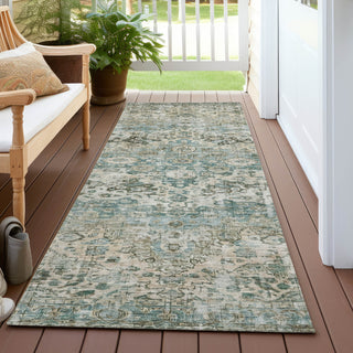 Piper Looms Chantille Border ACN1755 Sage Machine Washable Area Rug Runner Outdoor Lifestyle Image Feature