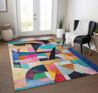 Piper Looms Chantille Abstract ACN1757 Blue Machine Washable Area Rug Lifestyle Image Feature