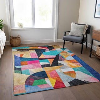 Piper Looms Chantille Abstract ACN1757 Blue Machine Washable Area Rug Lifestyle Image Feature