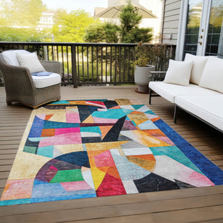 Piper Looms Chantille Abstract ACN1757 Blue Machine Washable Area Rug Outdoor Lifestyle Image Feature