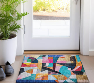 Piper Looms Chantille Abstract ACN1757 Blue Machine Washable Area Rug Scatter Lifestyle Image Feature